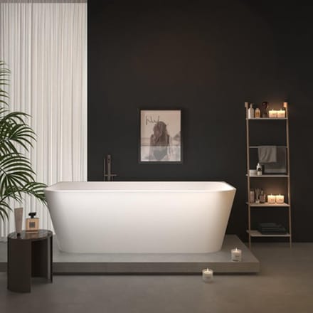 FugaFlow Eccelente Calma half vrijstaand bad - 180x80x58cm - met afvoer - acryl - glans wit