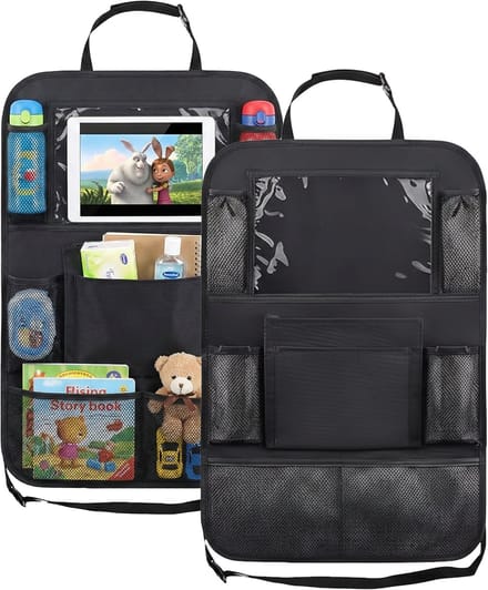 Autostoel Organizer - Set van 2 Stuks - Tablet Houder - Waterafstotend - Auto Organizer - Voor Kinderen - Zwart