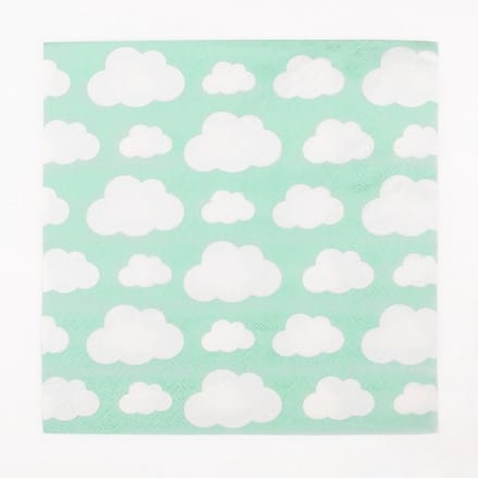 Servetten wolken | Wolken | Servet | Mint | 33x33 | mintkleurig