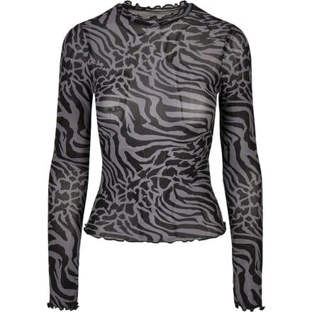 Urban Classics - AOP Mesh Turtleneck Longsleeve top - M - Grijs/Zwart