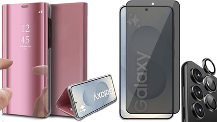 Hoesje geschikt voor Samsung Galaxy S25 - Privacy Screenprotector Volledig Dekkend Glas & Camera - Spiegel Book Case Rosegoud