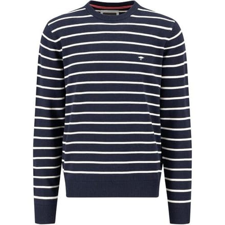 Fynch-Hatton Trui O-Neck Striped Supersoft Cotton Knit Navy / male