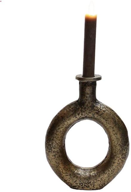 Kaarshouder Rocha S aged brass L16 x B4 x H21 cm - Vase the World