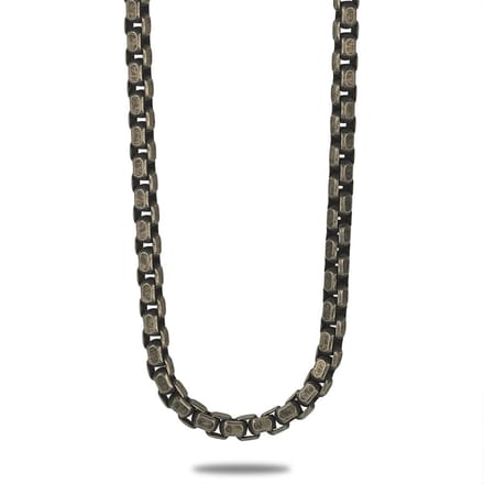 Twice As Nice Halsketting in edelstaal, vierkante ketting 50cm+5cm