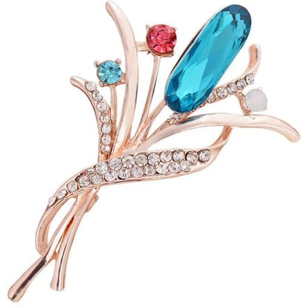 Broche Fleur Broche Mode Strass Broche Dames Haut de Gamme Exquise Broche Accessoires bleu