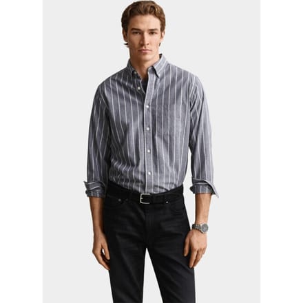Gant Overhemd heren Blauw Mélange poplin overhemd met st 3262005/901