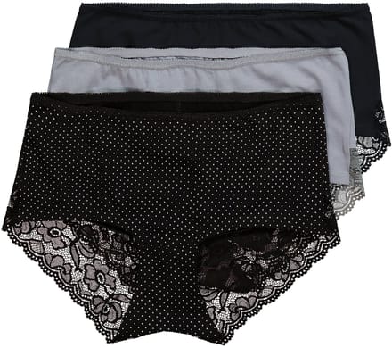 Ulla Popken - Dames - Hipster set van 3 kanten inzetstuk - Zwart - Maat 54+