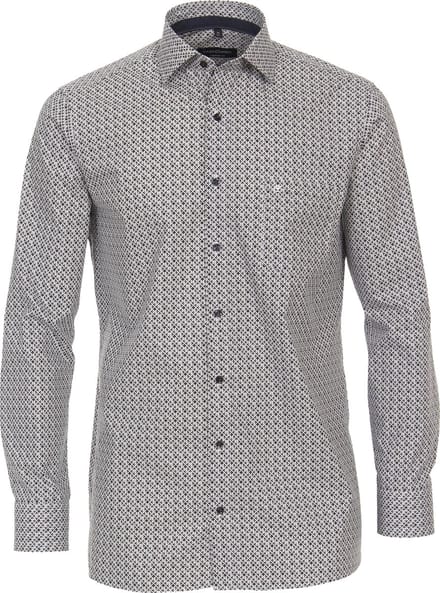 CASA MODA comfort fit overhemd - popeline - bruin dessin - Strijkvriendelijk - Boordmaat: 54
