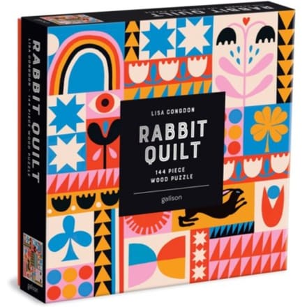 Lisa Congdon Rabbit Quilt 144 Piece Wood Puzzle - Galison