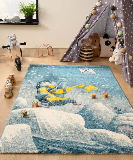 Kindervloerkleed pinguïn - Dreams Penguin blauw 120x170