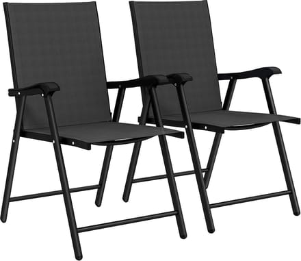 Outsunny Set van inklapbare stoelen-Staal, Textilene-62L x 58B x 97H cm-Zwart