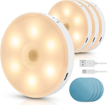 LED Nachtlampje met Bewegingsmelder - 4 Stuks Oplaadbaar en Zelfklevend
