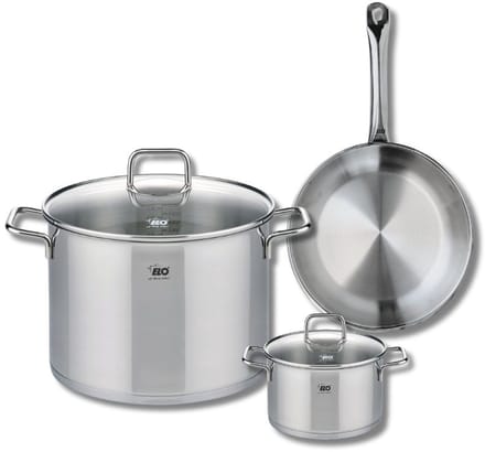 Set van 1 Koekenpan 24 cm en 2 kookpotten 14 en 26 cm Elo Profi Citrin