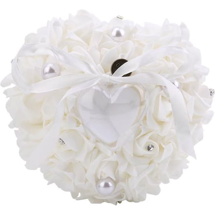 Romantische Huwelijksbedankjes Hartvormige Sieraden Cadeau Ringdoos Kussen(Wit) White white