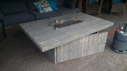 Vuurtafel Tree Terrasverwarmer Grijs Geschuurd steigerhout 100x150x50cm