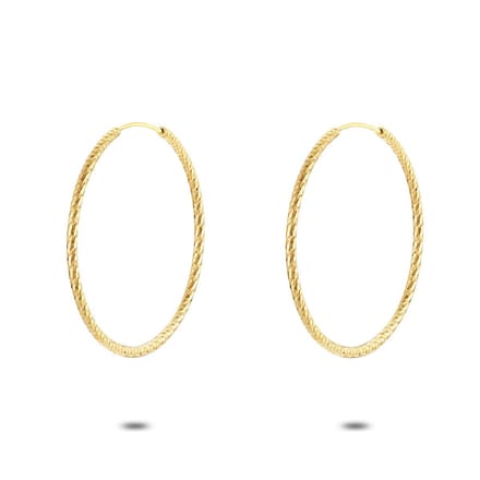 Twice As Nice Oorringen in 18kt verguld zilver, gehamerd, 33 mm