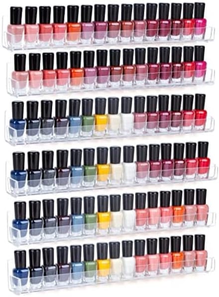 PromoHome Transparante Nagellak Organizer Set - 6 Wandplanken met Antislip