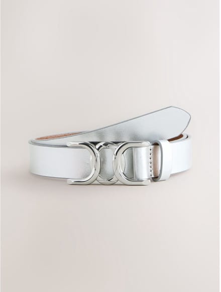 Next - Dames - Leren riem met gesp en regelmatige uitsparingen - Zilver