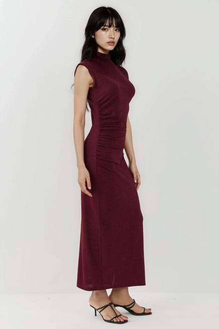 Mouwloze Bodycon Pailletten Midi Jurk