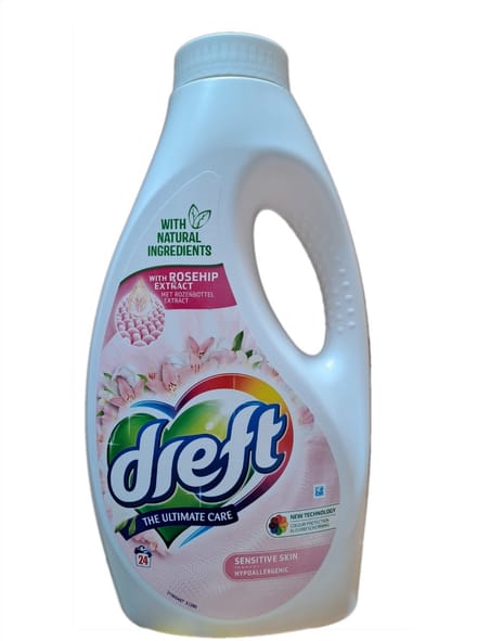 Dreft Ultimate Care Sensitive Skin Vloeibaar Wasmiddel - 1.32 l (24 wasbeurten)