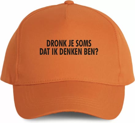 Oranje cap - Dronk je soms dat ik denken ben - soBAD. - Koningsdag - Unisex - Oranje - Voetbal