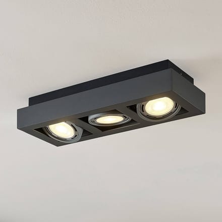 Arcchio - plafondlamp - 3lichts - Aluminium, metaal - H: 9 cm - GU10 - donkergrijs