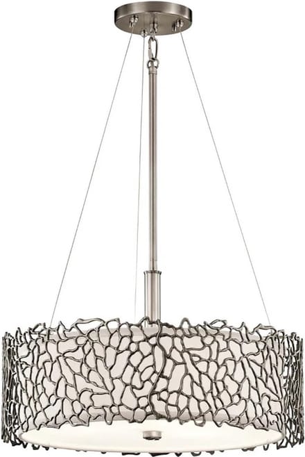 Kichler LED Hanglamp Silver Coral | 3X E27 Max 60W | Dimbaar | Classic Pewter