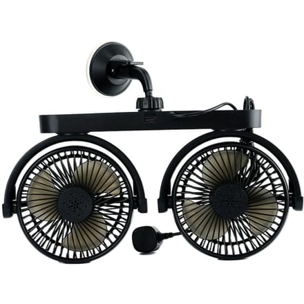 Auto Ventilator Met Dubbele Kop Draaibaar Variabele Snelheid 5 Bladen Auto Luchtkoeling Ventilator zwart