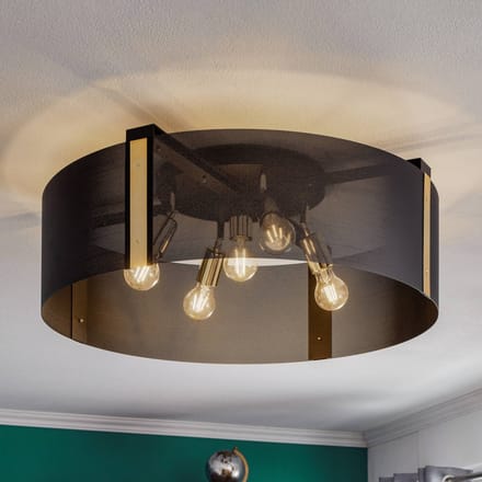 Euluna Plafondlamp Etro, Ø 70 cm zwart/goud