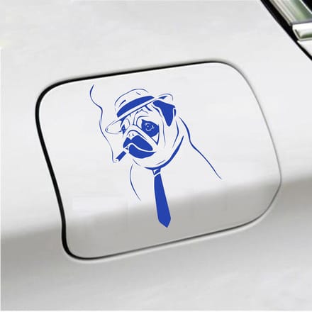 Bumpersticker - Hond Rokend - 10 X 13,6 - Blauw