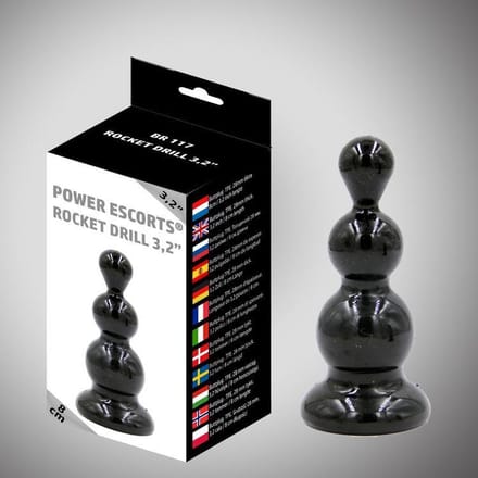 Power Escorts - Rocket Drill - Flexibele / Stevige - Anal Plug - Butt Plug - 3.2 Inch / 8 cm - BR117 - Zwart
