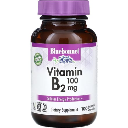 Bluebonnet Nutrition, Vitamine B-2, 100 mg, 100 vegetarische capsules