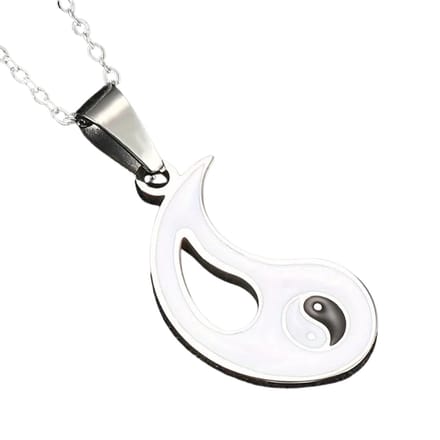 Bovista Ketting - Heren - Staal - Nep zilver - Met Hanger - Wit