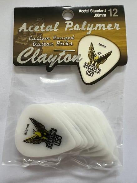 Clayton - Acetal - standaard plectrum - 0.80 mm - 12-pack