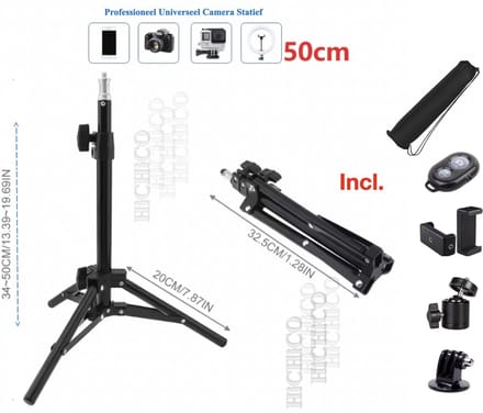 HiCHiCO® Telefoon Statief - Camerastatief - Tripod smartphone - Statief – Mini Tripod 50cm met Draagtas