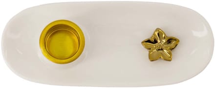 Zusss Kandelaar Keramiek Met Bloem Keramiek White / Gold