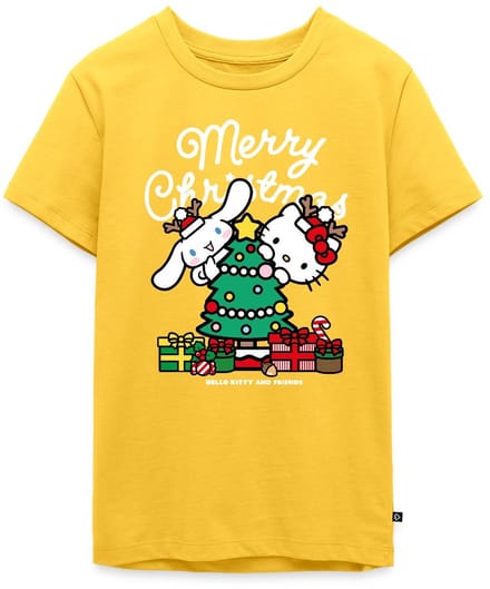 Hello Kitty En Cinnamoroll Kerstontwerp Premium T-Shirt Tiener