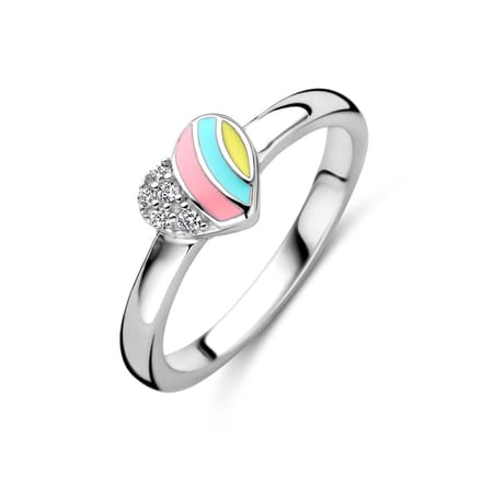 Gerhodineerd Zilver Ring Hart Met Zirkonia 1337758