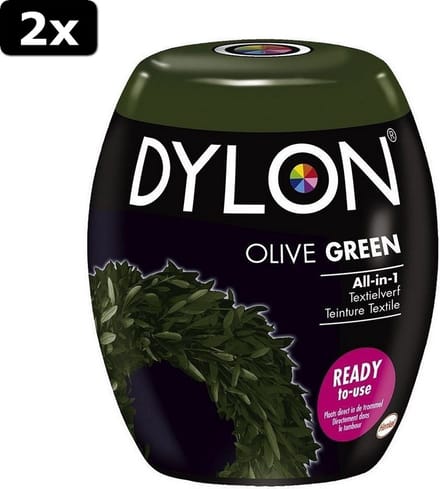 2x Dylon Machinewas Textielverf Olive Gree 350 gr
