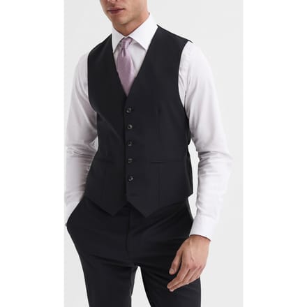 Reiss Travel Plain Weave Modern Waistcoat Navy Maat: 36 | Gilets Outlet | Heren | Blauw