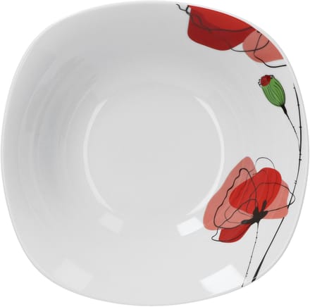 Monika serveerschaal 23cm wit met rode bloemdecoratie
