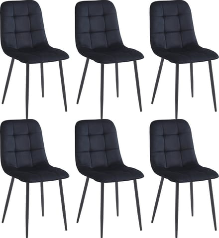 Colenis - Ela Eetkamerstoel - Set Van 6 - Zwart - Velvet - Design