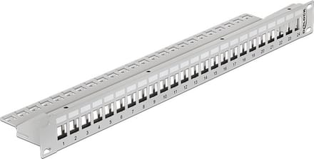 Premium 19'' Patch Panel 1U voor 24 Keystone modules / grijs