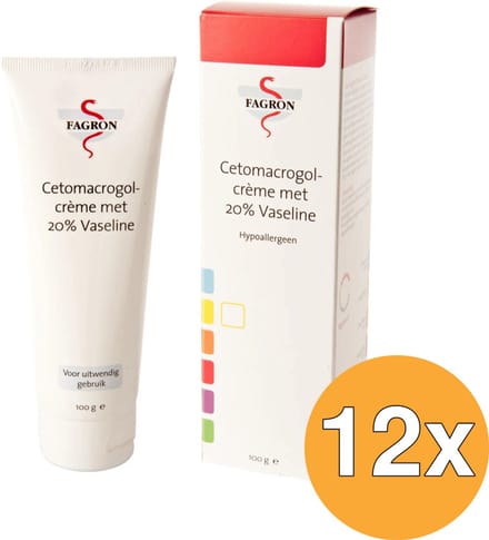 12x Fagron Cetomacrogol creme 20% vaseline (100 gr)