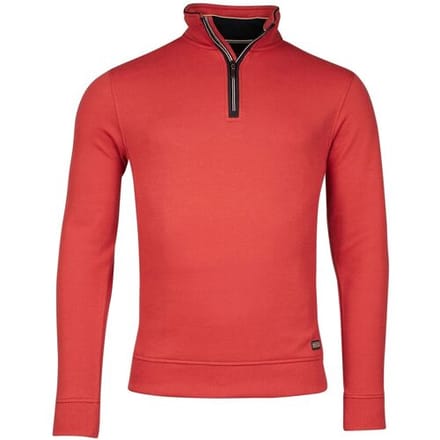 Baileys Trui Sweatshirt Half Zip Uni Color Subtle Honeycomb Texture Coral / male