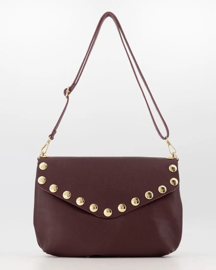 Tas -Bordeaux -leer -met studs