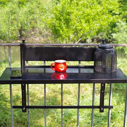 Balkon Tafel - Hangtafel Opklapbaar - Buiten Ontspannen - Verstelbare Hoogte - 60x30cm - Wit