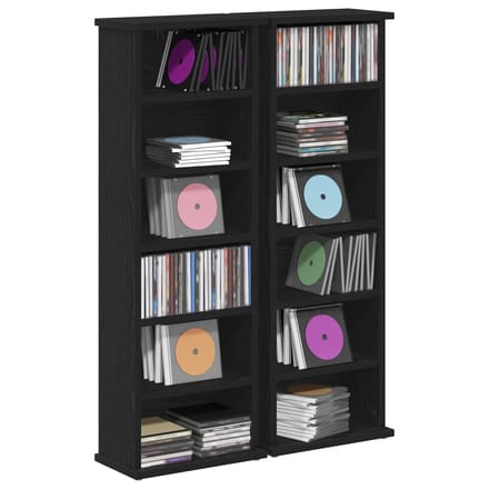 vidaXL - CD - Kast - 2 - st - Zwart - eiken - 60 - x - 17 - x - 92 - cm - Bewerkt - hout
