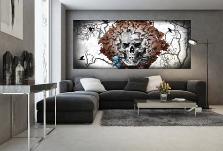 Alchemy Skull Flowers Tattoo Photo Wallcovering