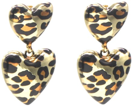 Oorbellen hartjes - luipaardprint - 5 cm - dames – valentijn – cadeau